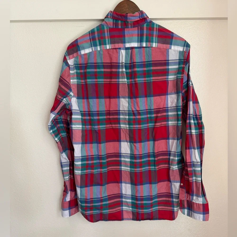 J.Crew Classic Fit Plaid Button-Down Shirt Secret Wash L Cotton Red Green Blue
